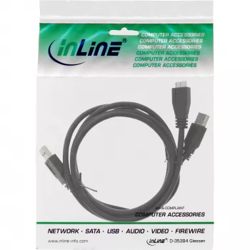 InLine USB 3.2 Gen.1 Y-kabel 2x Type-A-stekker / micro-B-stekker, zwart, 1,5m