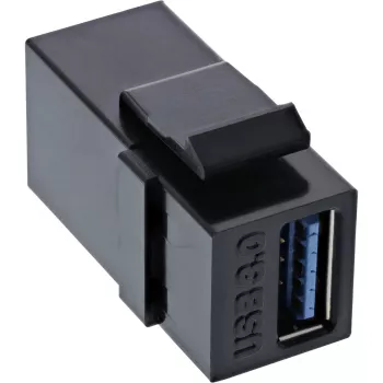 InLine USB 3.1 snap-in module, USB-A bus/bus, zwarte behuizing