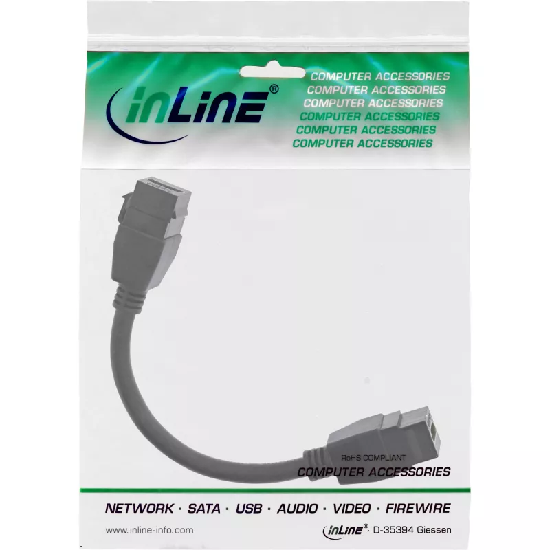 InLine HDMI 2-voudige Keystone kabel 4K/60Hz, HDMI A bus/bus, zwart, 0,2 m