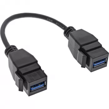 InLine USB 3.2 Gen1 2x Keystone-adapterkabel, 2x USB A Keystone-bus, 0,2m
