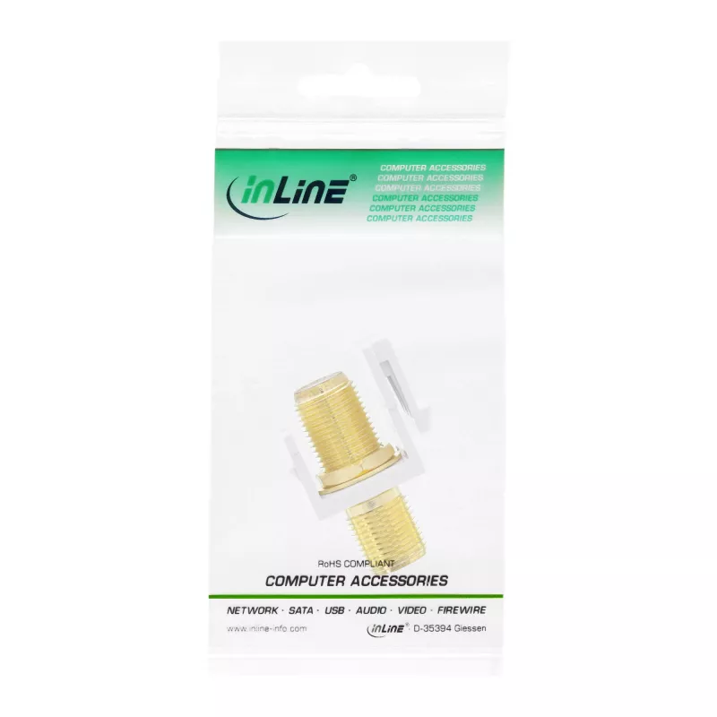InLine Keystone inbouwadapter, voor satellietkabel, 2x F-bus, wit