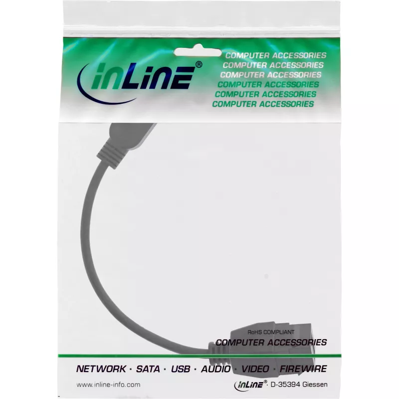 USB 3.2 Gen1-adapterkabel InLine 76206C 0,2 m USB-A stekker naar Keystone-bus