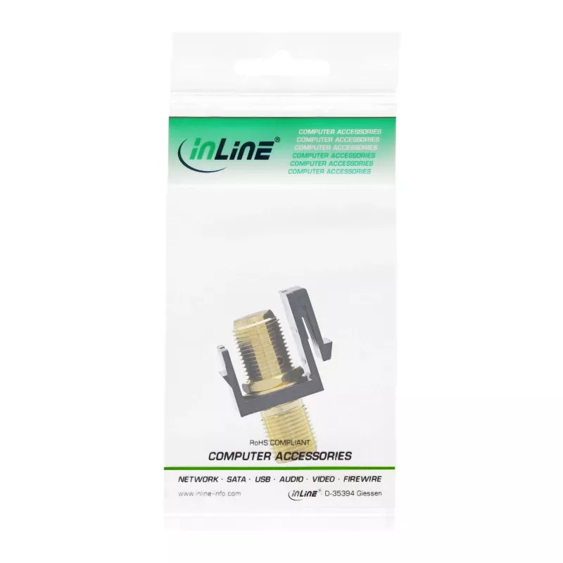 InLine Keystone-inbouwadapter, voor satellietkabel, 2x F-bus, zwart