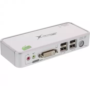 InLine Compact Desktop KVM-switch USB DVI 2 poorten + audio met kabels 1,2m
