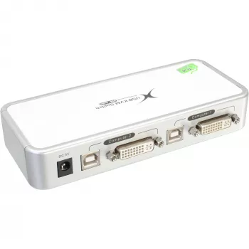 InLine Compact Desktop KVM-switch USB DVI 2 poorten + audio met kabels 1,2m