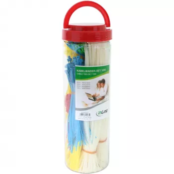 Kabelbinderbox InLine 1000 stuks, meerkleurig – kabelbevestiger, 1000-pack