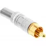 InLine RCA metalen stekker male om te solderen, zilver, witte ring, voor 6mm kabel