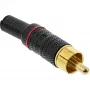 InLine RCA metalen stekker om te solderen, zwart, rode ring, voor 6-mm-kabel