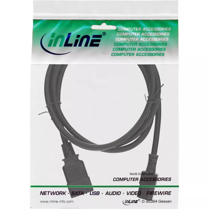 InLine power-adapterkabel, IEC-60320 C20 naar C13, 3x1,5mm², max. 10A, 2m