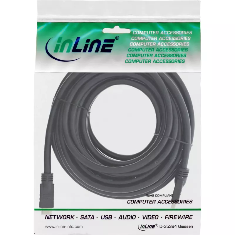 InLine HiD High Speed HDMI-kabel met Ethernet, 4K2K, M/M, vergulde contacten, 20m