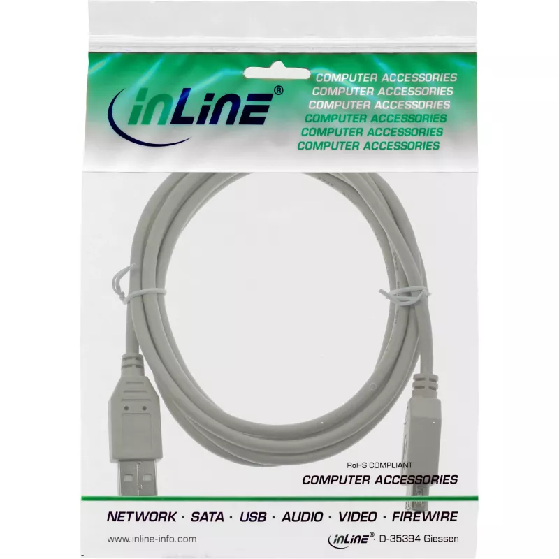 USB 2.0 verlengkabel Type-A stekker/bus InLine 34602X beige 2m