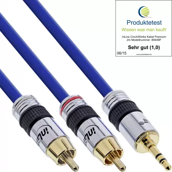 InLine audiokabel Premium 2x cinch-stekker / 3,5 mm jackstekker verguld 25 m