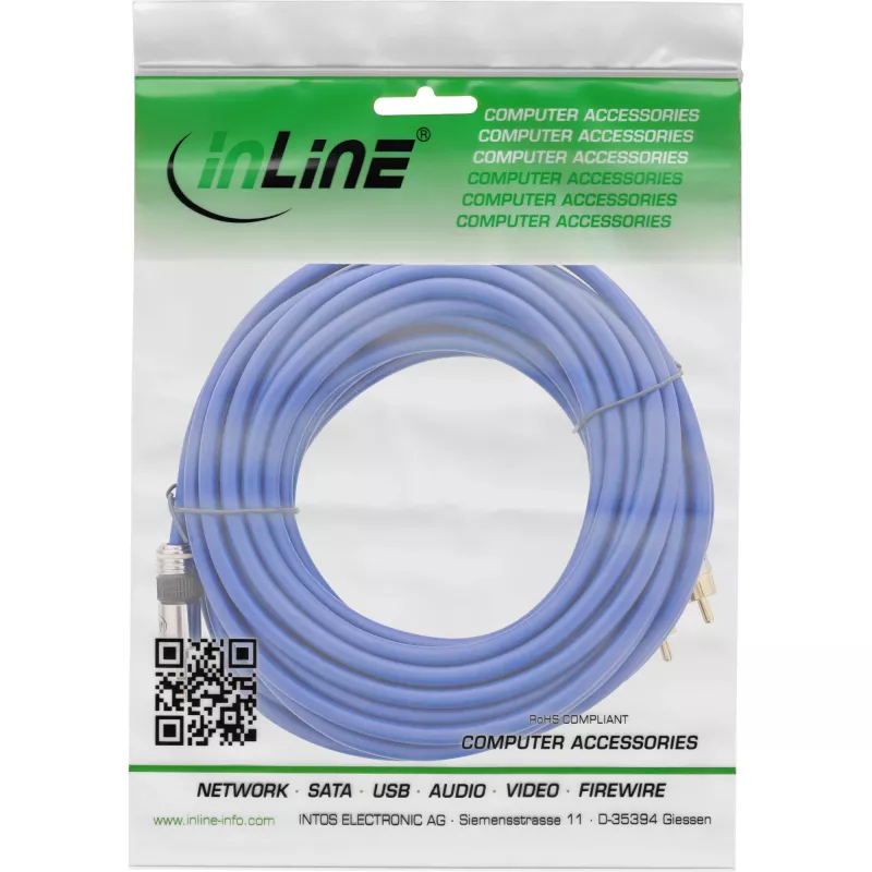InLine audiokabel Premium 2x cinch-stekker / 3,5 mm jackstekker verguld 25 m