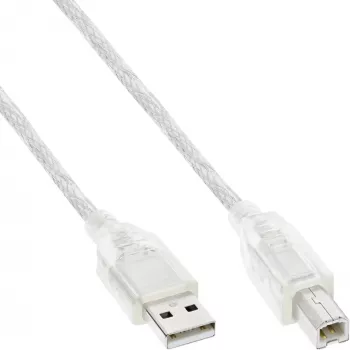 USB 2.0 kabel Type-A stekker / B stekker InLine 34505T 0,5 m transparant