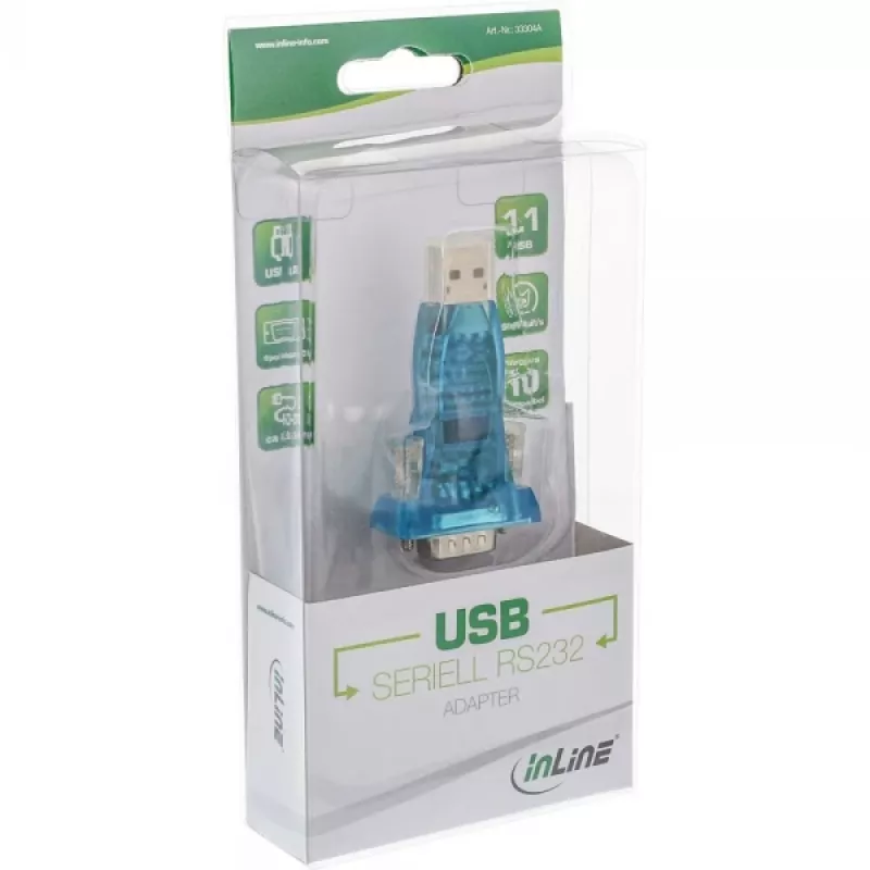InLine USB naar RS232 adapter USB A naar 9-pin Sub-D USB-verlenging 0,8m