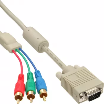 InLine VGA RGB-kabel VGA-stekker / 3x RCA-stekker 2 m