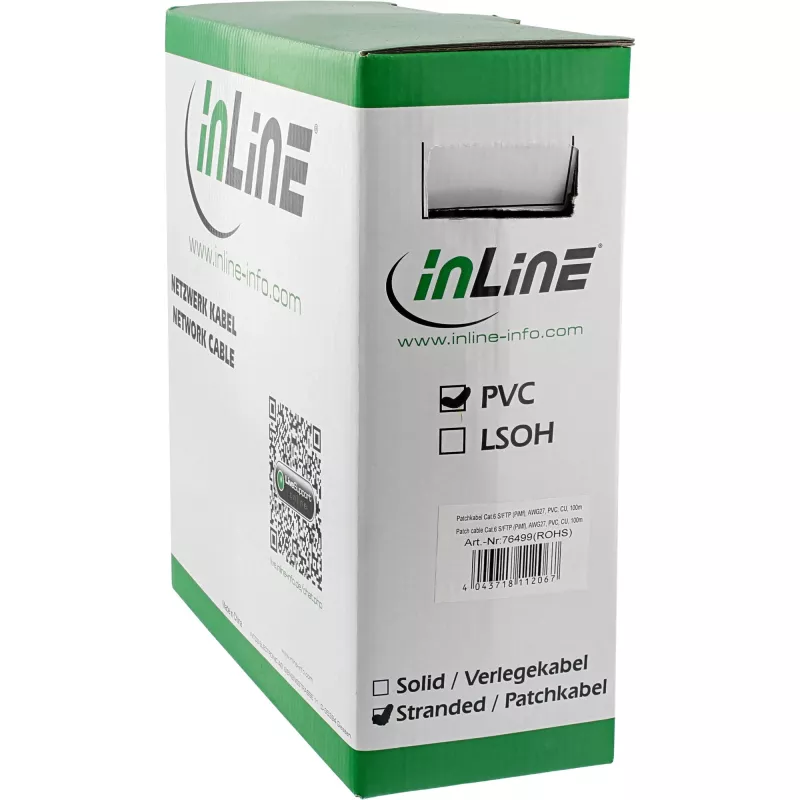 InLine patchkabel S/FTP PiMF Cat.6 grijs AWG27 PVC CU 100 m
