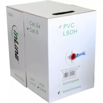 InLine Ethernet-patchkabel Cat6 S/FTP PiMF AWG27 PVC, 100 m, blauw