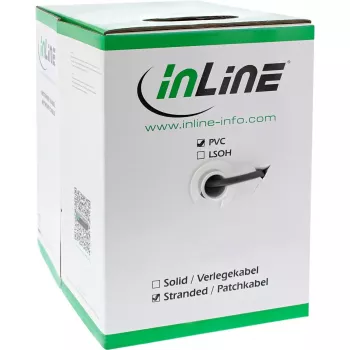 InLine patchkabel SF/UTP Cat.5e AWG26 CCA PVC zwart 100 m