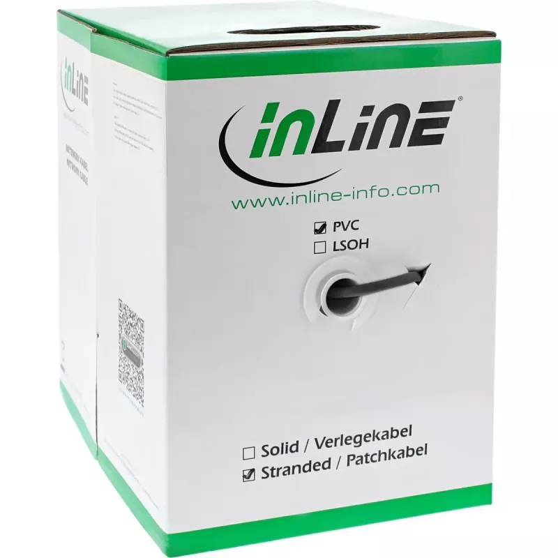 InLine patchkabel SF/UTP Cat.5e AWG26 CCA PVC zwart 100 m