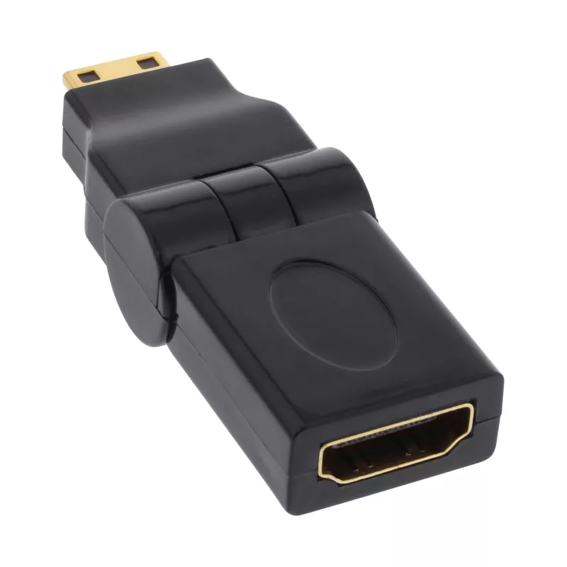 InLine HDMI-adapter 17690M HDMI A-bus / HDMI C-stekker kantelbaar verguld
