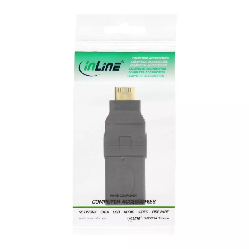 InLine HDMI-adapter 17690M HDMI A-bus / HDMI C-stekker kantelbaar verguld
