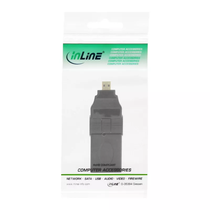 InLine HDMI-adapter Type-A bus / Type-D stekker draaibaar verguld 17690L