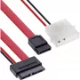 InLine Slimline SATA-kabel, slank SATA 13-pins (7+6) kabelzijde naar SATA+stroom, 0,4 m