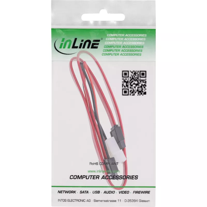 InLine Slimline SATA-kabel, slank SATA 13-pins (7+6) kabelzijde naar SATA+stroom, 0,4 m