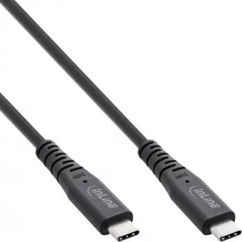 InLine USB4-kabel, USB-C stekker/stekker, PD 240W, 8K60Hz, TPE zwart 1 m