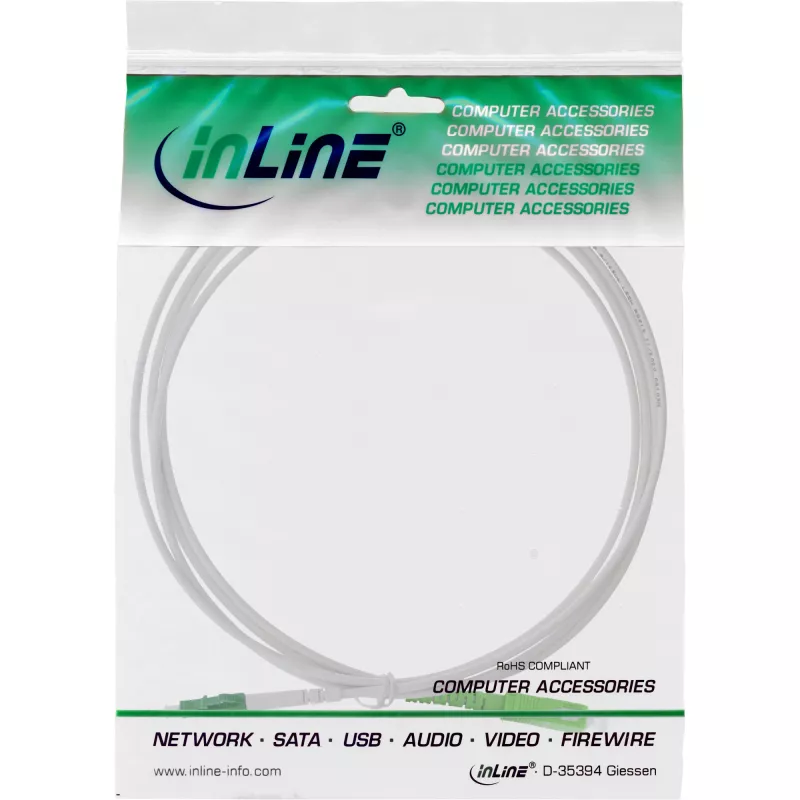 InLine glasvezel-simplexkabel, FTTH, LC/APC8° naar SC/APC8° 9/125µm OS2 50m
