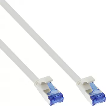 InLine platte patchkabel, U/FTP, Cat.6A, TPE halogeenvrij, wit, 10 m