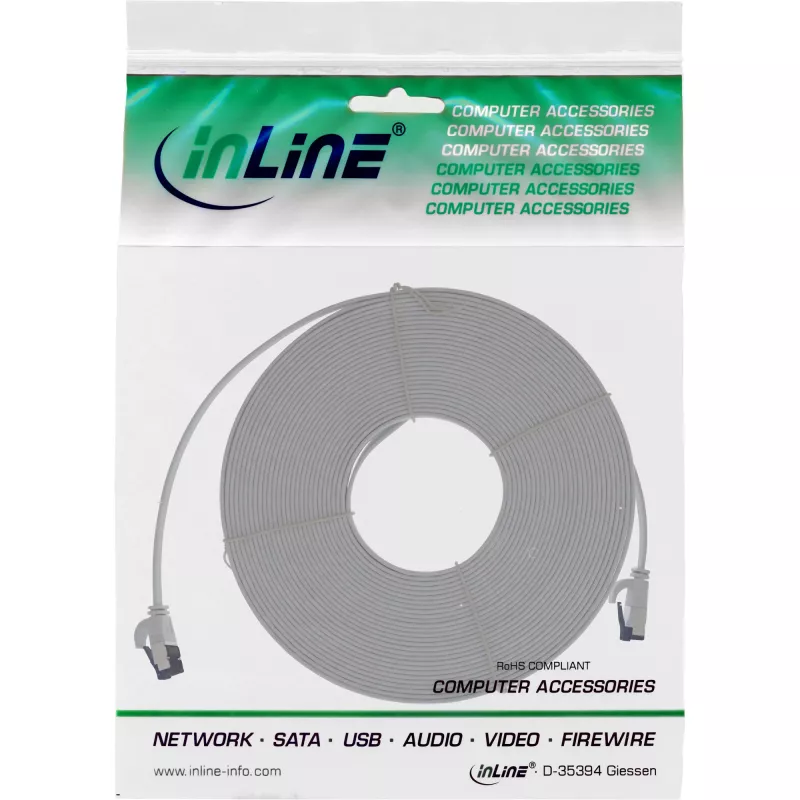 InLine patchkabel plat, U/FTP, Cat.8.1, TPE halogeenvrij, grijs, 5m