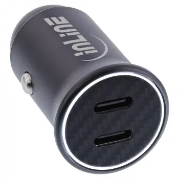 InLine USB-autolader Power Delivery, 2x USB-C, zwart