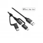 InLine 3-in-1 USB-kabel, USB-A M naar Micro-USB+USB-C+Lightning, zwart/aluminium