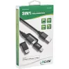 InLine 3-in-1 USB-kabel, USB-A M naar Micro-USB+USB-C+Lightning, zwart/aluminium