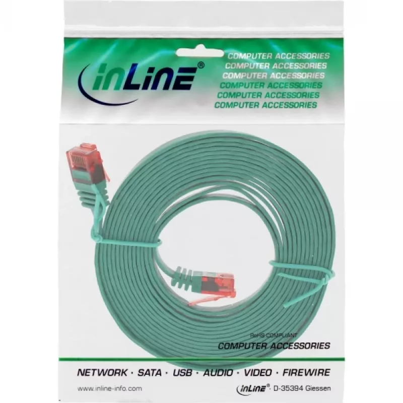 InLine platte ultraslim patchkabel U/UTP Cat.6 gigabit-geschikt groen 3m