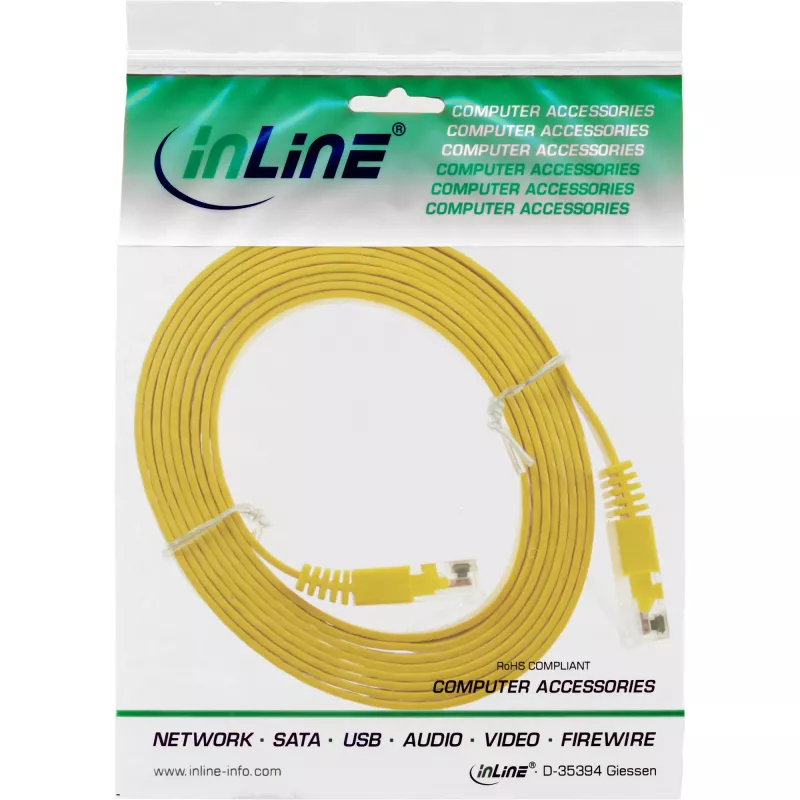 InLine platte ultraslim patchkabel U/UTP Cat.6 gigabit-geschikt geel 3 m