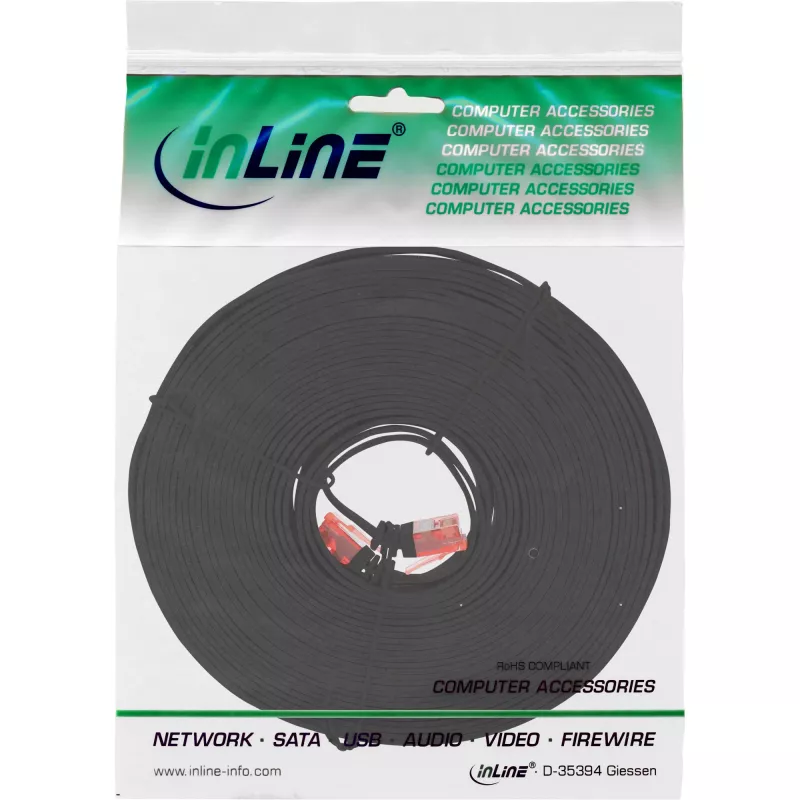 InLine platte ultraslim patchkabel U/UTP Cat.6 gigabit-geschikt zwart 7m