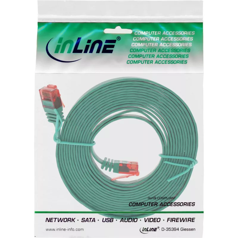 InLine platte, ultradunne patchkabel U/UTP Cat.6 gigabit-geschikt, groen, 2 m