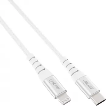 InLine USB-C Lightning kabel, voor iPad, iPhone, iPod, zilver/aluminium, 1m