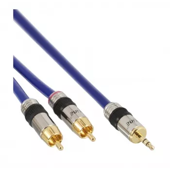 InLine audiokabel Premium 2x cinch-stekker / 3,5mm-stekker verguld 7m