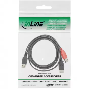 USB 2.0 Y-kabel 2x Type-A-stekker/bus InLine 34510Z 0,2m