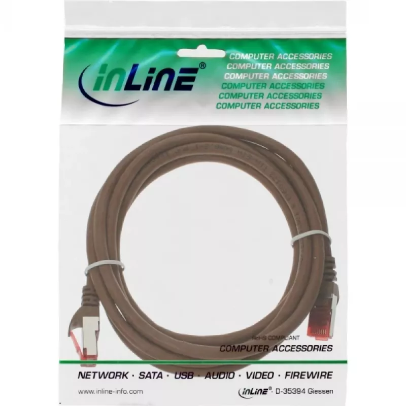 InLine patchkabel S/FTP PiMF Cat.6 250MHz PVC koper bruin 25m
