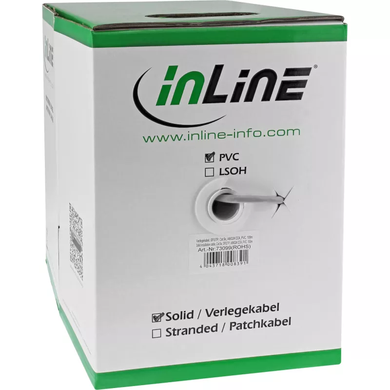 InLine massieve installatiekabel SF/UTP Cat.5e AWG24 CCA PVC 500m