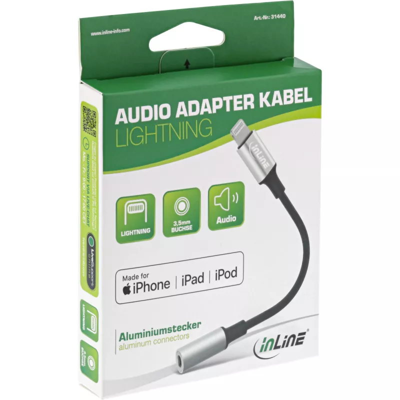 InLine Lightning audio-adapterkabel 0,1m