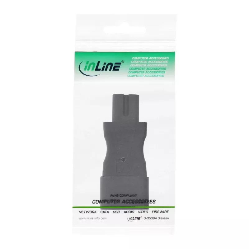 InLine netadapter IEC 60320 C14 naar C7, 3-polige IEC-ingang naar 2-polig