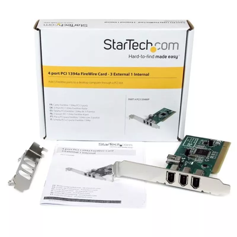 StarTech.com 4-poorts PCI 1394a FireWire-adapterkaart – 3 extern, 1 intern