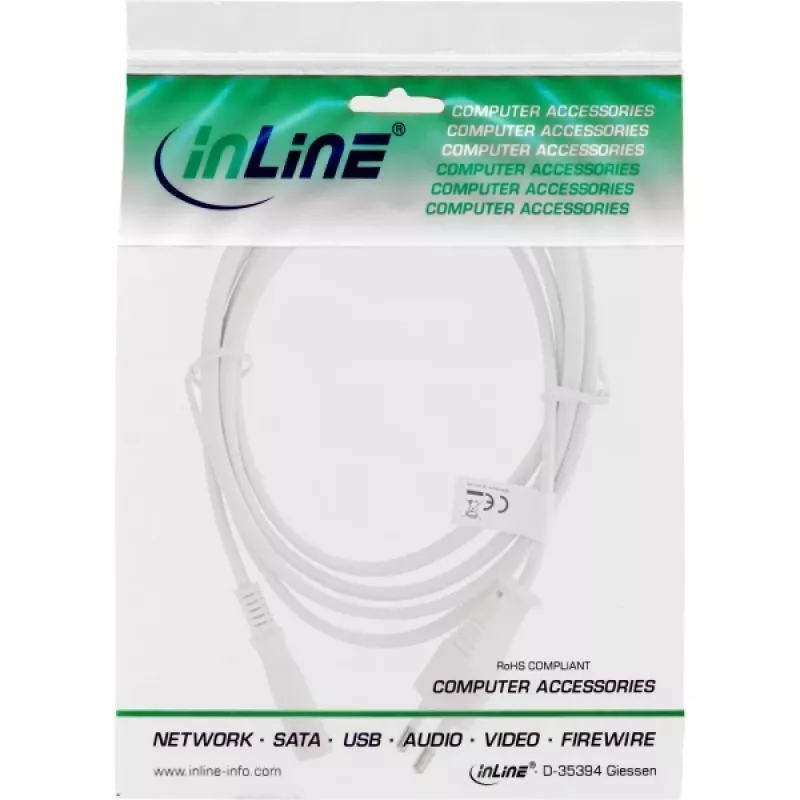 InLine stroomkabel, Euro male / Euro8 male, wit, 1,5 m