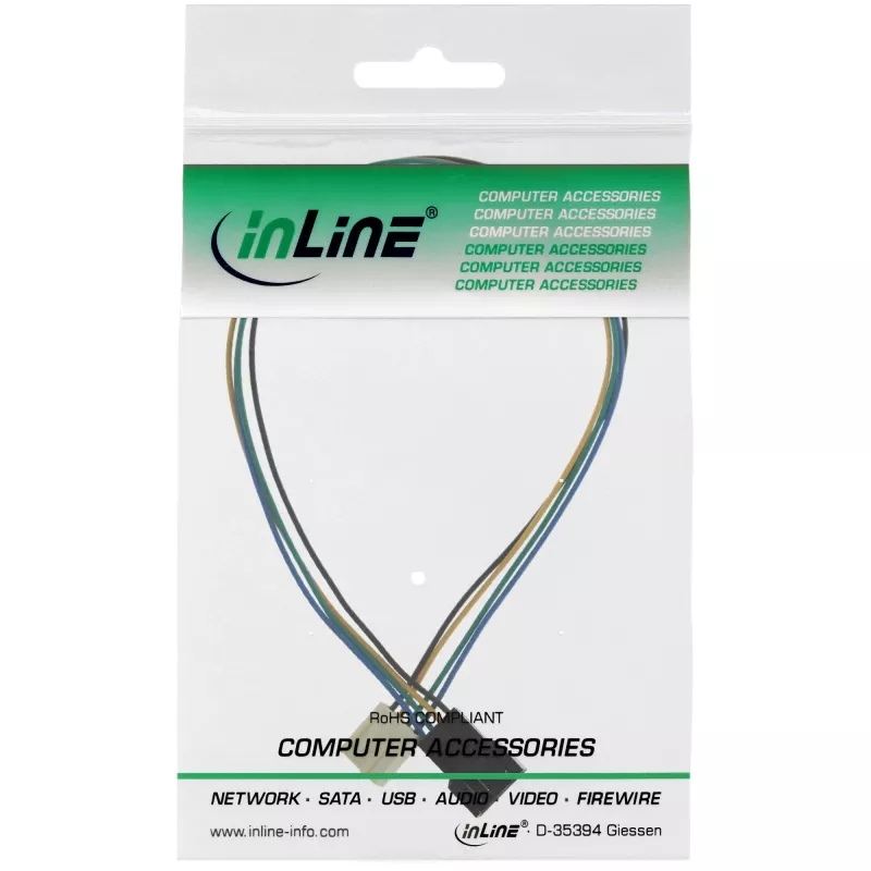 InLine ventilator-kabelverlenging 4 pin Molex stekker/bus 0,30 m